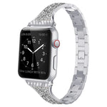 Diamantbesetztes Lederarmband für Apple Watch Series 7 (41 mm), 6, SE, 5 und 4 (40 mm), 3, 2 und 1 (38 mm), 7 (45 mm), 6, SE, 5 und 4 (44 mm) sowie 3, 2 und 1 (42 mm)
