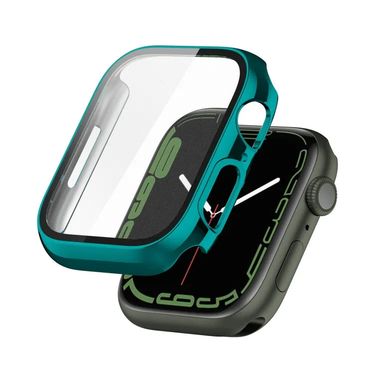 Stoßfeste Schutzhülle aus galvanisiertem Polycarbonat mit Schutzfolie aus gehärtetem Glas, für Apple Watch Series 9 / 8 / 7 (41 mm) und Apple Watch Series 9 / 8 / 7 (45 mm)
