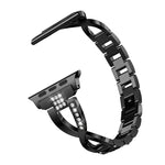 Diamond Encrusted Stainless Steel Strap Watchband For Apple Watch Series, 7 41mm / 6&SE&5&4 40mm / 3&2&1 38mm, 7 45mm / 6&SE&5&4 44mm / 3&2&1 42mm