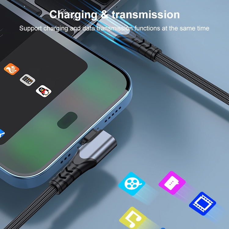 6A PD 20W USB-C / Type-C zu 8 Pin Winkel Handy-Datenkabel, 1m, 2m
