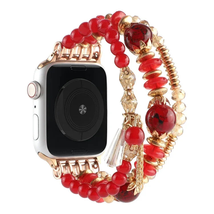 Perlenarmband für Apple Watch Series 7 (41 mm), 6, SE, 5 und 4 (40 mm), 3, 2 und 1 (38 mm) und 7 (45 mm), 6, SE, 5 und 4 (44 mm) sowie 3, 2 und 1 (42 mm)