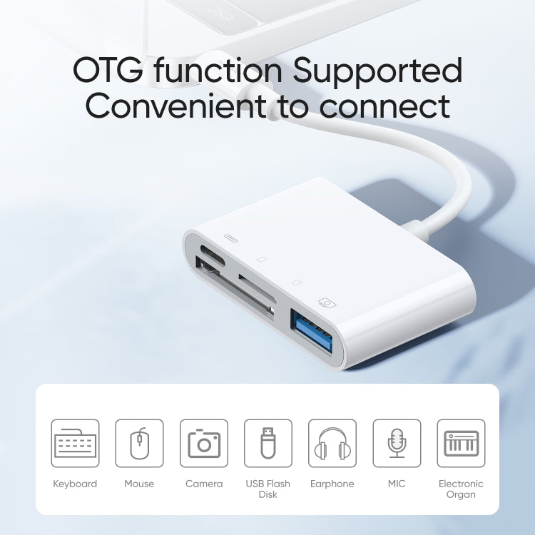 JOYROOM S-H142 4 in 1 8 Pin zu SD / TF Karte + 8 Pin Lade- + USB Schnittstelle OTG Kamera Leser Adapter