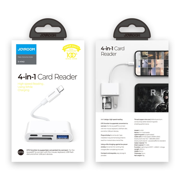JOYROOM S-H142 4 in 1 8 Pin zu SD / TF Karte + 8 Pin Lade- + USB Schnittstelle OTG Kamera Leser Adapter