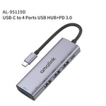 amalink 95119D Typ-C / USB-C zu 4 Ports USB + PD 3.0 Multifunktions-HUB Dockingstation, 95119D