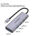 amalink 95119D Typ-C / USB-C zu 4 Ports USB + PD 3.0 Multifunktions-HUB Dockingstation, 95119D