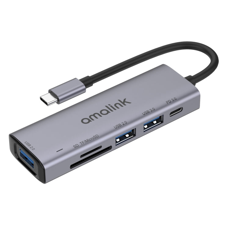 amalink 95120D Typ-C / USB-C zu SD/TF + 3 Ports USB + PD 3.0 Multifunktions-HUB Dockingstation, 95120D