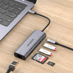 amalink 95122D Typ-C / USB-C zu RJ45 + 2 Ports USB + PD 3.0 Multifunktions-HUB, 95122D