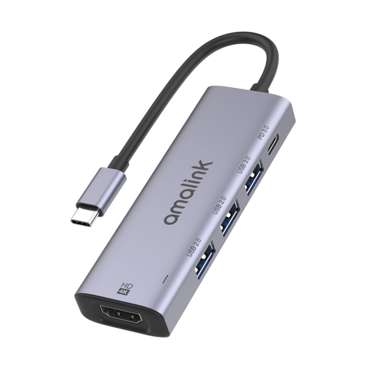 amalink 95123D Typ-C / USB-C zu HDMI + 3 Ports USB + PD 3.0 Multifunktions-HUB, 95123D