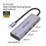 amalink 95123D Typ-C / USB-C zu HDMI + 3 Ports USB + PD 3.0 Multifunktions-HUB, 95123D
