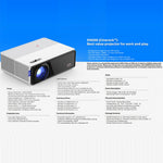 D5000 1920x1080P 420ANSI 6000 Lumen LCD + LED HD Digitalprojektor, Basisversion, Bildschirmspiegelung, Android 9.0
