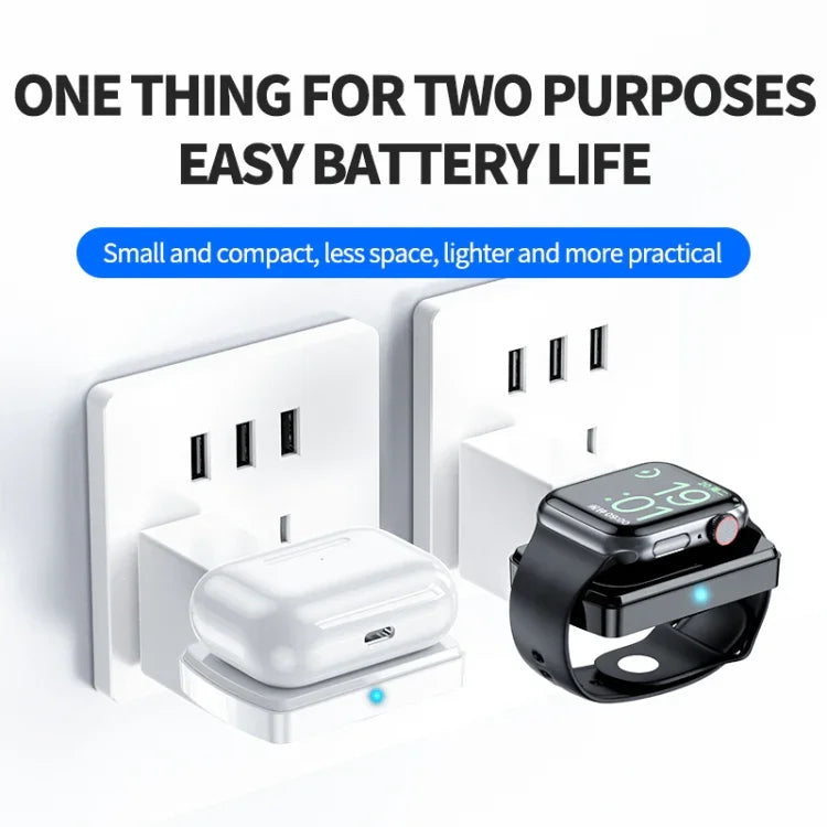 JJT-997 Doppelseitiges kabelloses Ladegerät mit Typ-C-Schnittstelle für Kopfhörer und Smartwatch (AirPods &amp; iWatch)