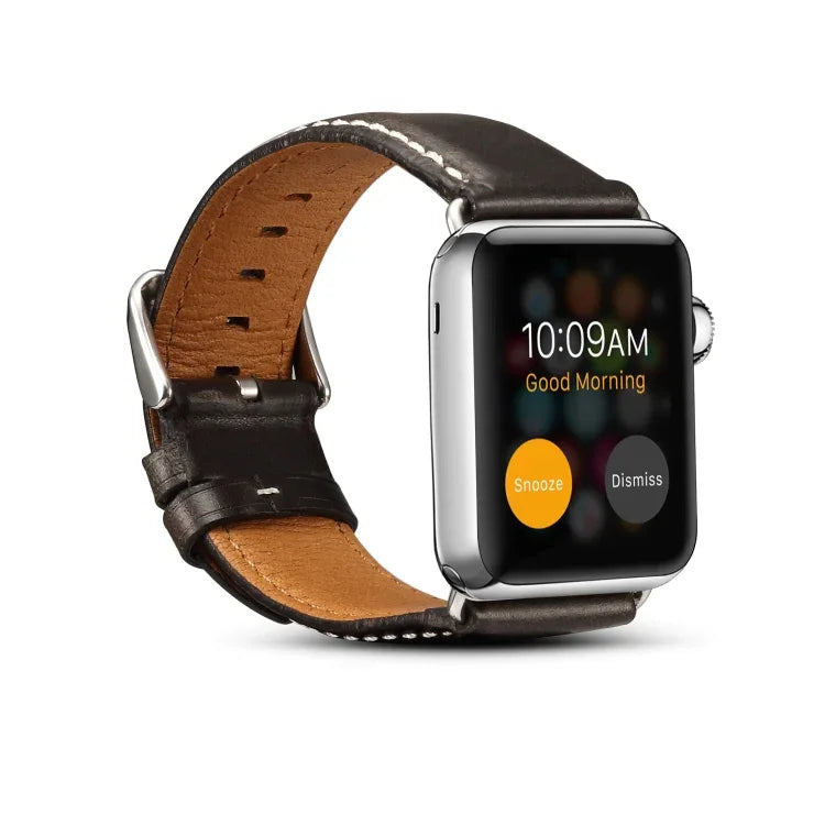 Retro-Armband aus Rindsleder mit Ölwachs-Beschichtung, passend für Apple Watch Series 5