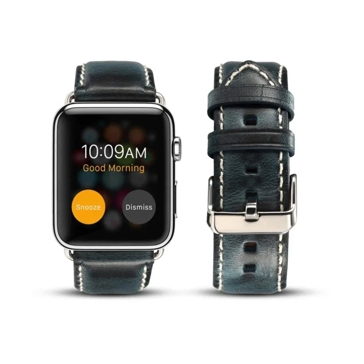 Retro-Armband aus Rindsleder mit Ölwachs-Beschichtung, passend für Apple Watch Series 5