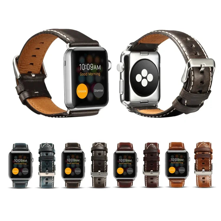 Retro-Armband aus Rindsleder mit Ölwachs-Beschichtung, passend für Apple Watch Series 5