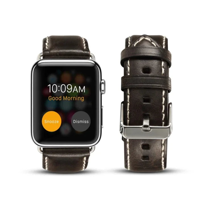 Retro-Armband aus Rindsleder mit Ölwachs-Beschichtung, passend für Apple Watch Series 5