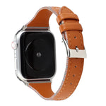 Uhrenarmband aus echtem Leder mit Ziernähten, für Apple Watch Series 5
