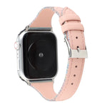 Uhrenarmband aus echtem Leder mit Ziernähten, für Apple Watch Series 5