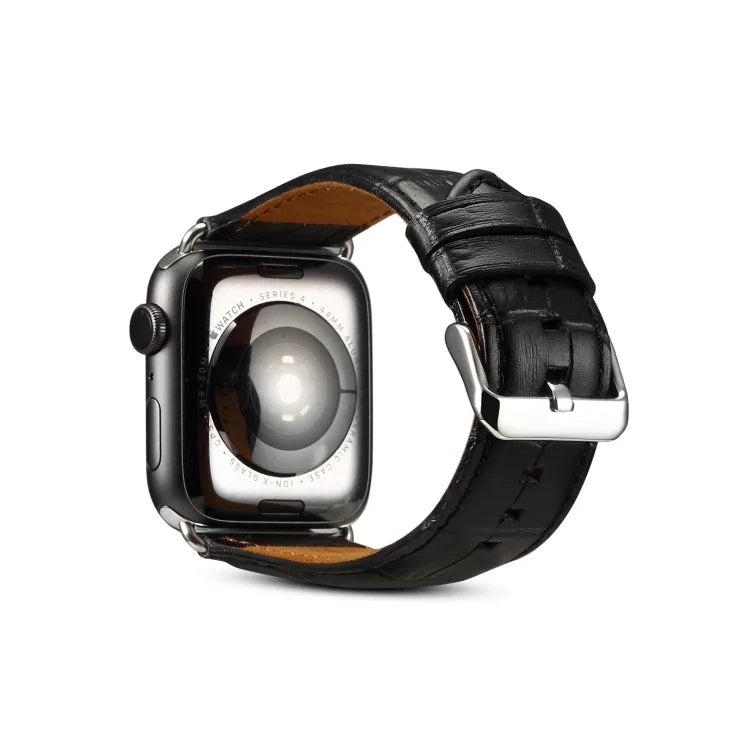 Armband aus Rindsleder mit Krokodilprägung, für Apple Watch Series 5
