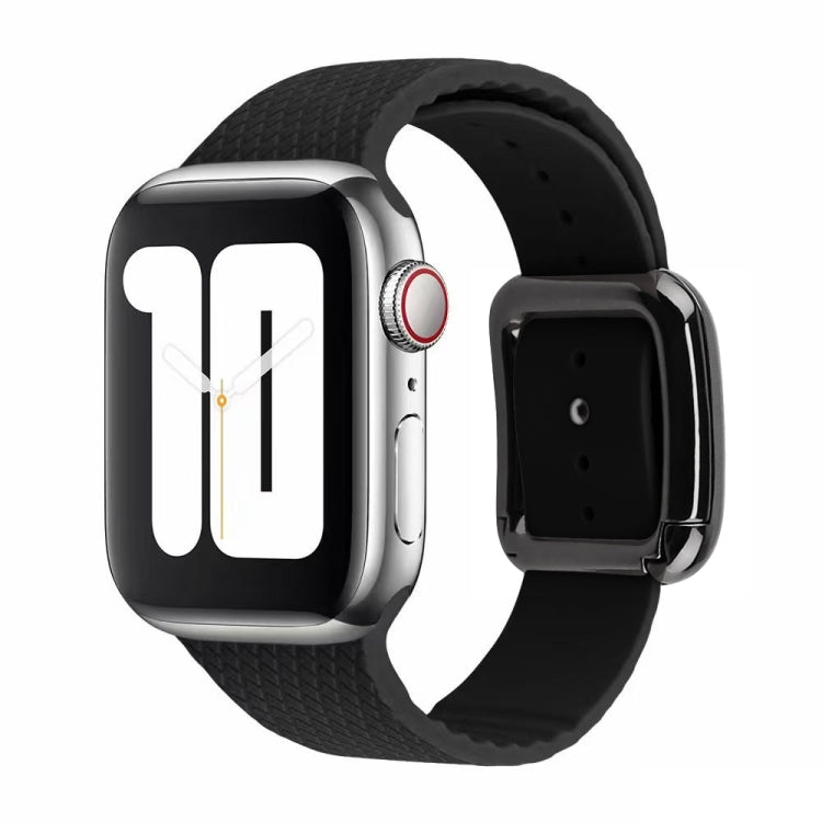 Schwarzes Silikon-Uhrenarmband mit Dornschließe für Apple Watch Series 7 41mm / 6&SE&5&4 40mm / 3&2&1 38mm
