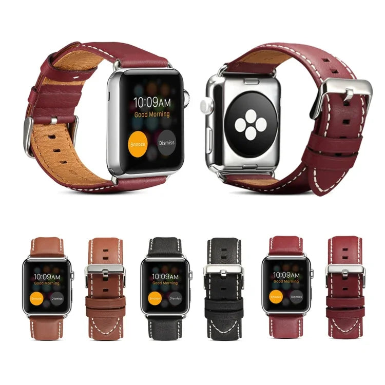 Umweltfreundliches Armband aus echtem Leder, passend für Apple Watch Series 5