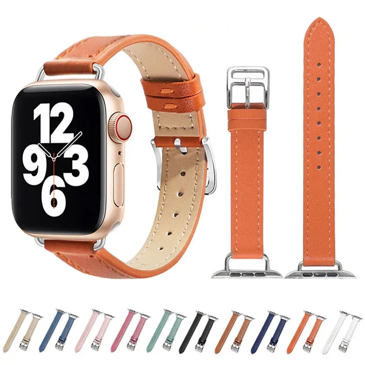 14 mm breites Armband aus Rindsleder für Apple Watch Series 7 (41 mm), 6, SE, 5, 4 (40 mm), 3, 2, 1 (38 mm) und 7 (45 mm), 6, SE, 5, 4 (44 mm) sowie 3, 2, 1 (42 mm).