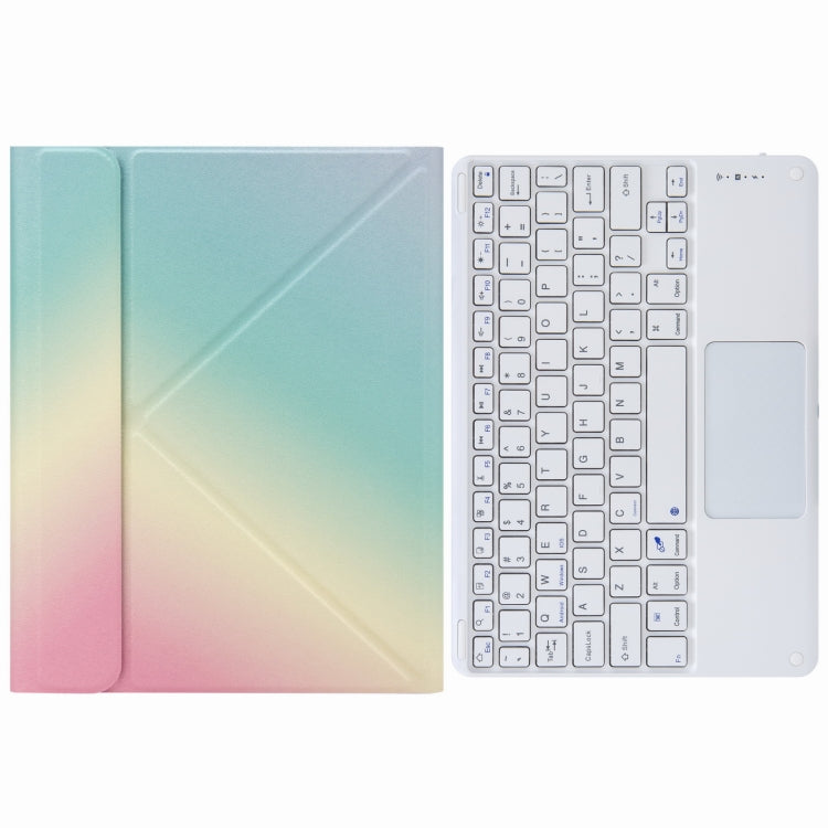 H-097C Touch Bluetooth-Tastatur Lederhülle mit dreifachem Klapphalter hinten, Für iPad 9,7 2018 & 2017, Für iPad Pro 11 Zoll 2021 & 2020 & 2018 / Air 2020 10,9