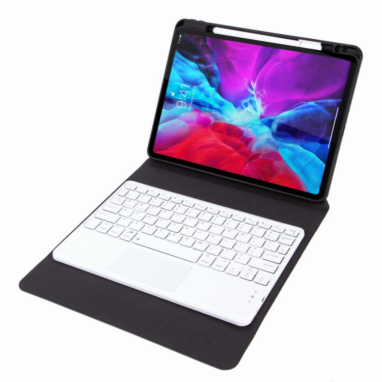 H-097C Touch Bluetooth-Tastatur Lederhülle mit dreifachem Klapphalter hinten, Für iPad 9,7 2018 & 2017, Für iPad Pro 11 Zoll 2021 & 2020 & 2018 / Air 2020 10,9