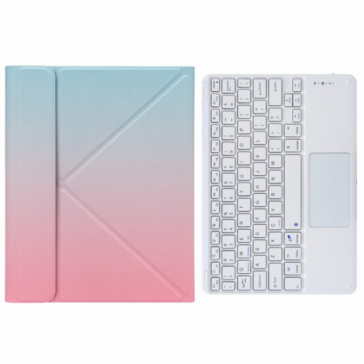 H-097C Touch Bluetooth-Tastatur Lederhülle mit dreifachem Klapphalter hinten, Für iPad 9,7 2018 & 2017, Für iPad Pro 11 Zoll 2021 & 2020 & 2018 / Air 2020 10,9
