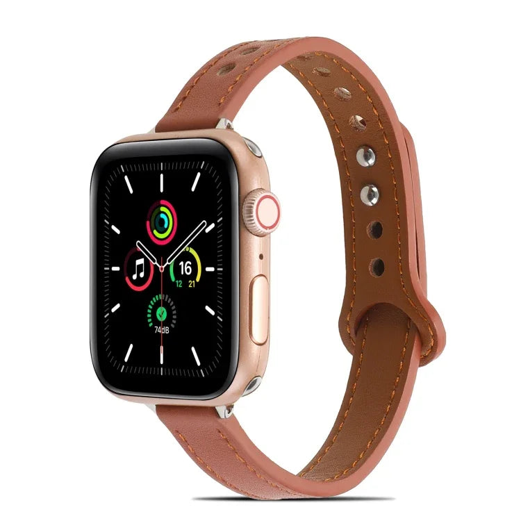 Doppelnieten-Lederarmband für Apple Watch Series 7 (41 mm), 6, SE, 5 und 4 (40 mm), 3, 2 und 1 (38 mm), 7 (45 mm), 6, SE, 5 und 4 (44 mm) sowie 3, 2 und 1 (42 mm)