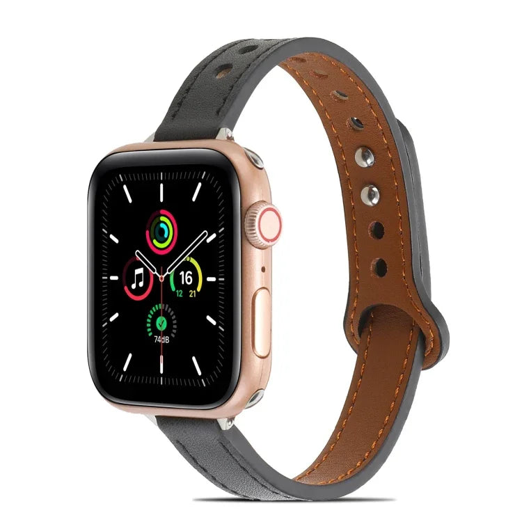 Doppelnieten-Lederarmband für Apple Watch Series 7 (41 mm), 6, SE, 5 und 4 (40 mm), 3, 2 und 1 (38 mm), 7 (45 mm), 6, SE, 5 und 4 (44 mm) sowie 3, 2 und 1 (42 mm)
