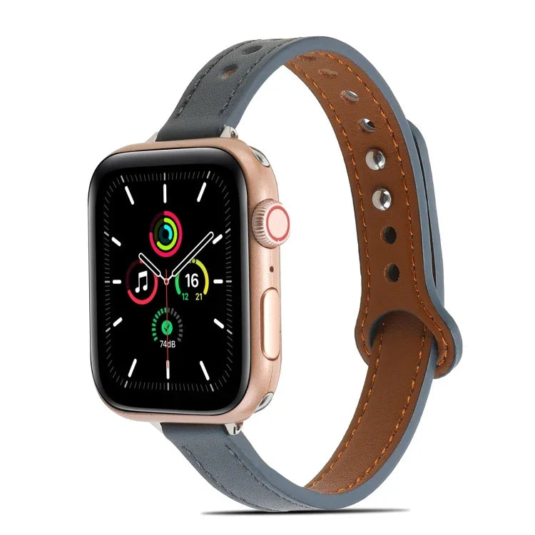 Doppelnieten-Lederarmband für Apple Watch Series 7 (41 mm), 6, SE, 5 und 4 (40 mm), 3, 2 und 1 (38 mm), 7 (45 mm), 6, SE, 5 und 4 (44 mm) sowie 3, 2 und 1 (42 mm)