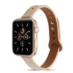 Doppelnieten-Lederarmband für Apple Watch Series 7 (41 mm), 6, SE, 5 und 4 (40 mm), 3, 2 und 1 (38 mm), 7 (45 mm), 6, SE, 5 und 4 (44 mm) sowie 3, 2 und 1 (42 mm)
