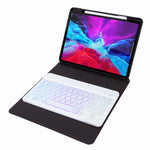 H-102S3 Dreifarbige Hintergrundbeleuchtung Bluetooth Tastatur Lederhülle mit Dreifach-Halterung hinten, Für iPad 10.2 2020 & 2019 / Pro 10.5 Zoll, Für iPad 9.7 2018 & 2017, Für iPad Pro 11 Zoll 2021 & 2020 & 2018 / Air 2020 10.9