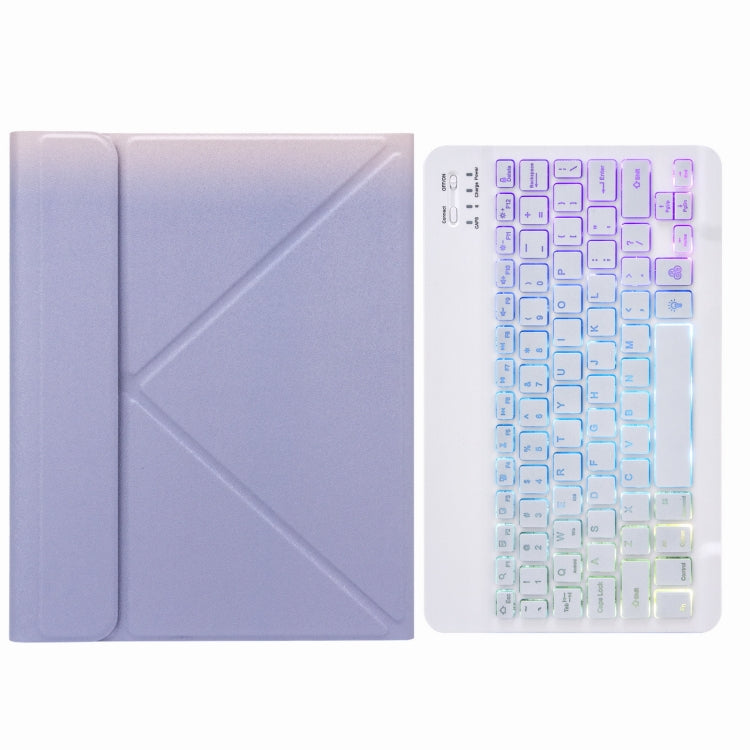 H-102S3 Dreifarbige Hintergrundbeleuchtung Bluetooth Tastatur Lederhülle mit Dreifach-Halterung hinten, Für iPad 10.2 2020 & 2019 / Pro 10.5 Zoll, Für iPad 9.7 2018 & 2017, Für iPad Pro 11 Zoll 2021 & 2020 & 2018 / Air 2020 10.9