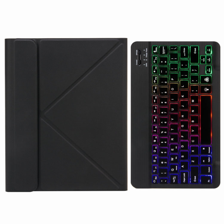 H-102S3 Dreifarbige Hintergrundbeleuchtung Bluetooth Tastatur Lederhülle mit Dreifach-Halterung hinten, Für iPad 10.2 2020 & 2019 / Pro 10.5 Zoll, Für iPad 9.7 2018 & 2017, Für iPad Pro 11 Zoll 2021 & 2020 & 2018 / Air 2020 10.9