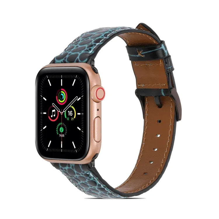 Armband aus Leder mit Krokodilprägung für Apple Watch Series 7 (41 mm), 6, SE, 5 und 4 (40 mm), 3, 2 und 1 (38 mm), 7 (45 mm), 6, SE, 5 und 4 (44 mm) und 3, 2 und 1 (42 mm)
