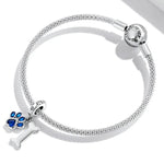 Anhänger aus 925er Sterlingsilber in Form einer Hundepfote, DIY-Armband- und Halskettenzubehör, Hundepfotenknochen