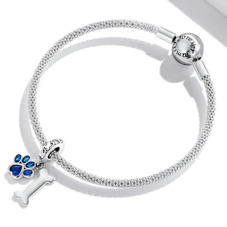 Anhänger aus 925er Sterlingsilber in Form einer Hundepfote, DIY-Armband- und Halskettenzubehör, Hundepfotenknochen