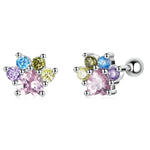 Ohrstecker aus 925er Sterlingsilber mit farbigem Zirkonia im niedlichen Krallen-Design für Damen