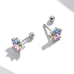 Ohrstecker aus 925er Sterlingsilber mit farbigem Zirkonia im niedlichen Krallen-Design für Damen