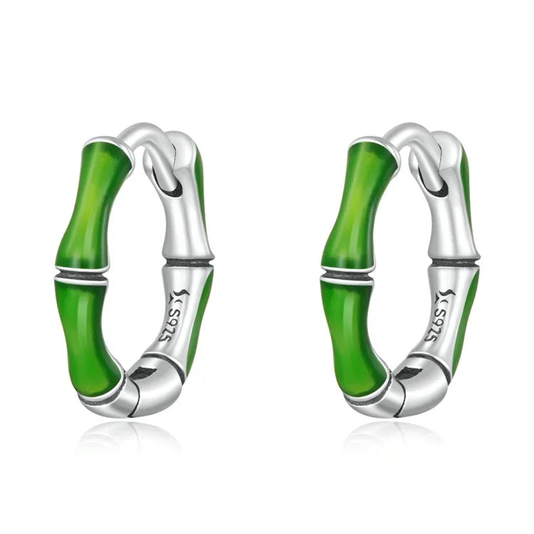Ohrclips aus Bambus, Damen, aus 925er Sterlingsilber