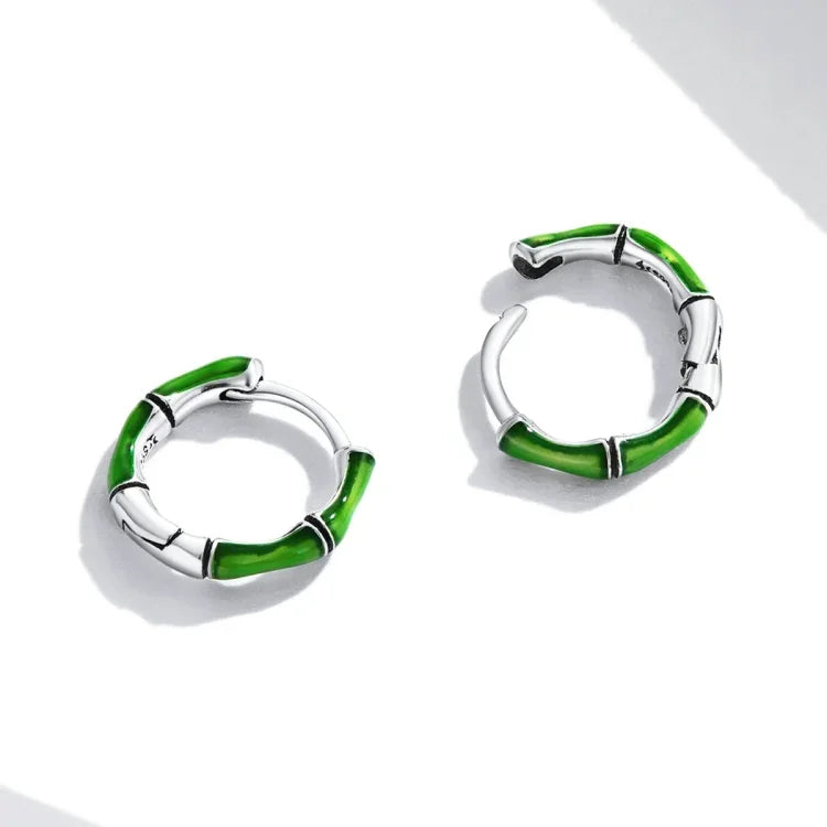 Ohrclips aus Bambus, Damen, aus 925er Sterlingsilber