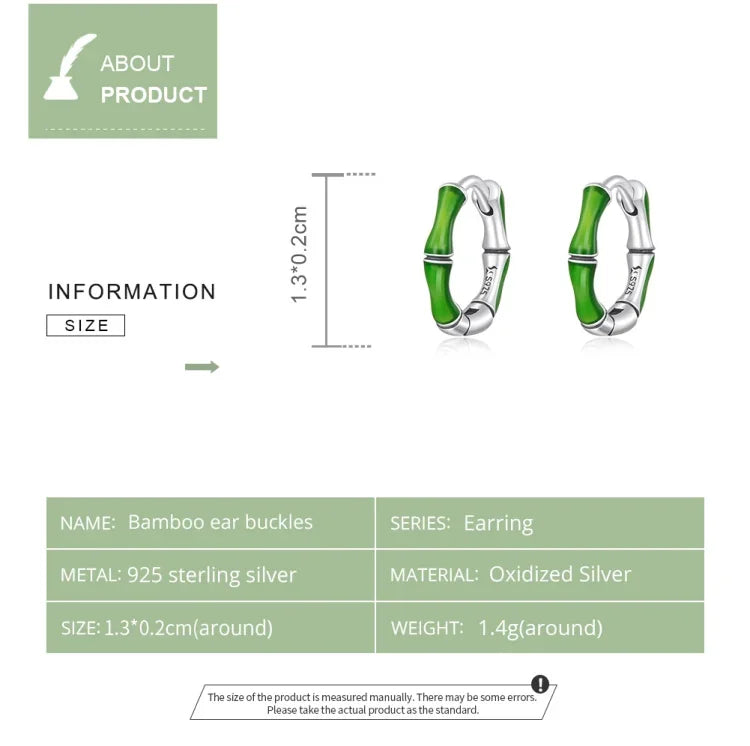 Ohrclips aus Bambus, Damen, aus 925er Sterlingsilber
