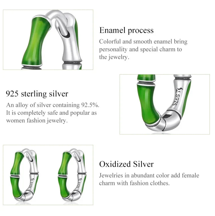 Ohrclips aus Bambus, Damen, aus 925er Sterlingsilber
