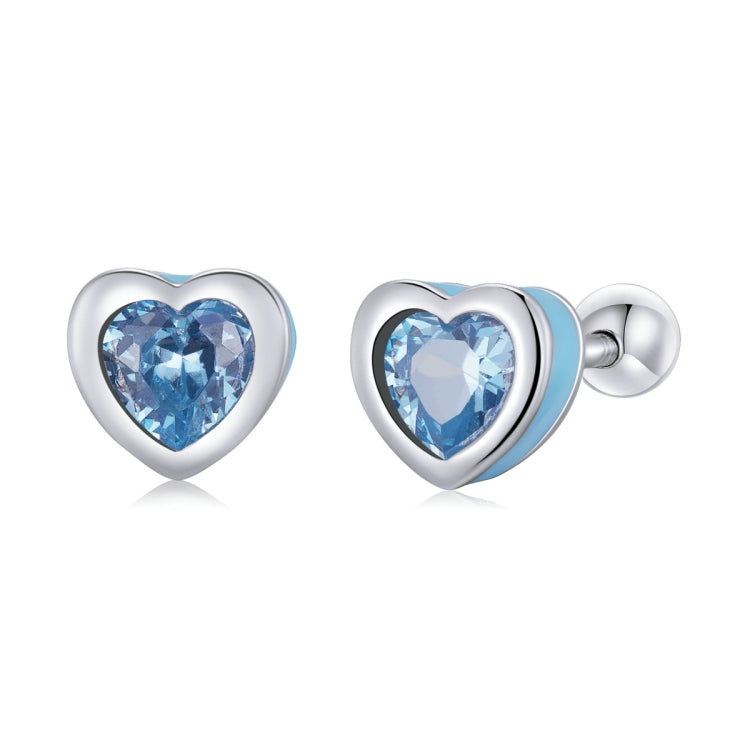 S925 Sterling Silber Herz Zirkon Ohrstecker Damen Ohrringe, Herz Zirkon (Blau)