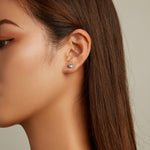 S925 Sterling Silber Herz Zirkon Ohrstecker Damen Ohrringe, Herz Zirkon (Blau)
