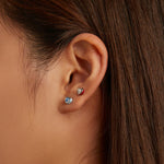 S925 Sterling Silber Herz Zirkon Ohrstecker Damen Ohrringe, Herz Zirkon (Blau)