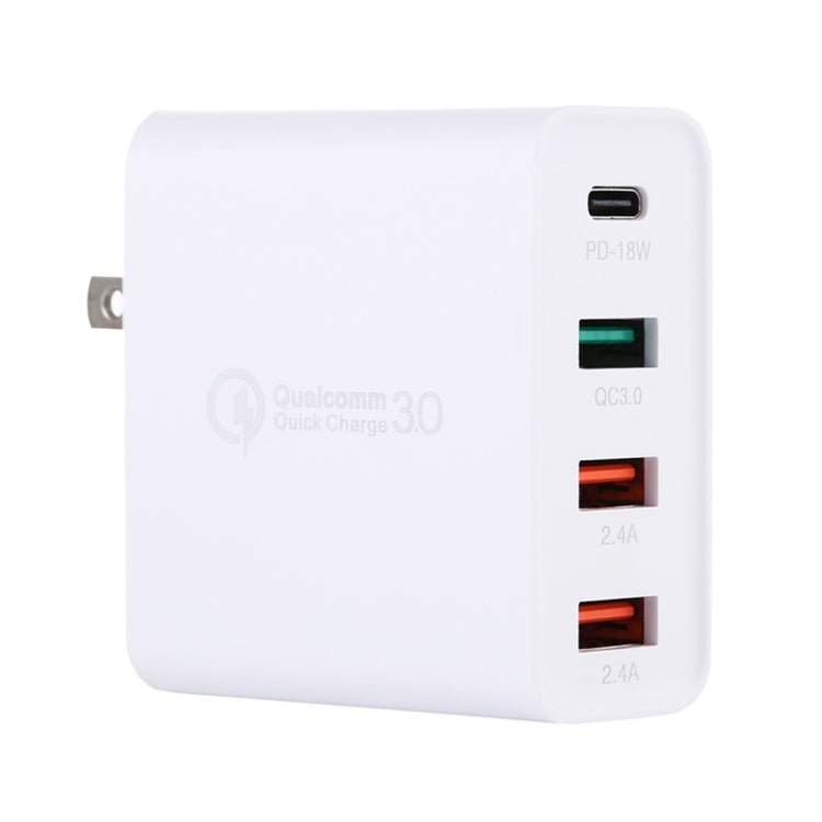 A3 PD 18W USB-C / Typ-C + QC3.0 USB + Dual USB Reise-Ladegerät, US-Stecker, EU-Stecker, UK-Stecker