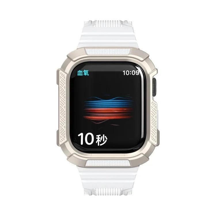 Two-color Armor Integrated Watchband For Apple Watch Series, 7 41mm / 6&SE&5&4 40mm, 7 45mm / 6&SE&5&4 44mm
