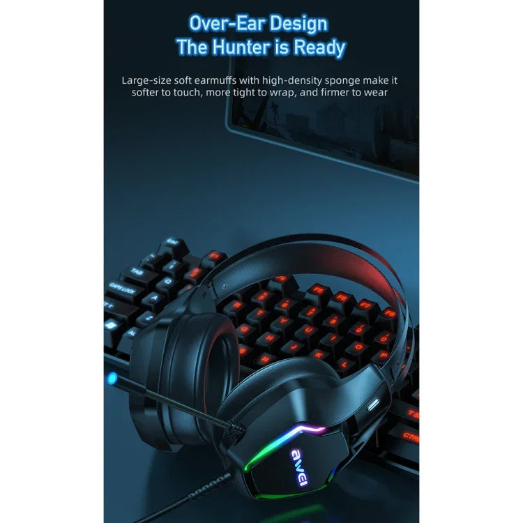 awei GM-1 Gaming-Headset mit Mikrofon, Umgebungslicht, USB + 3,5 mm, GM-1